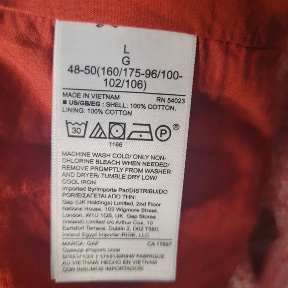 GAP burnt orange and white cotton V-neck tiered sleeveless Midi Dress, size L - Picture 6 of 7